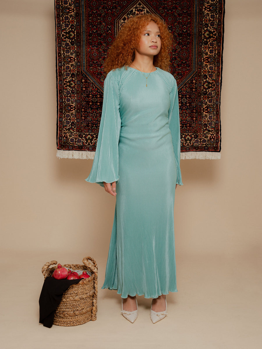 The Lalish Dress - Pleated Satin Dress